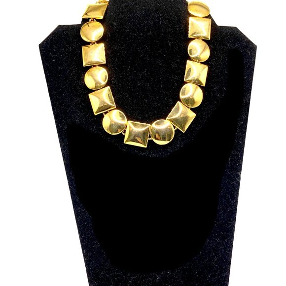 Anne Klein Gold Tone Geometric Collar Necklace with Toggle Clasp - Picture 1 of 9